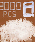 Pile of 2000 Piece Tile Leveling System Clips for professional ceramic tile and stone installation with 1.5mm grout joint