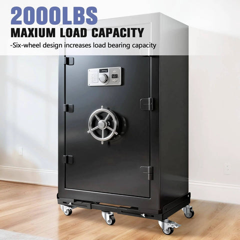 ✝️ 2000LBS Heavy Duty Moving Dolly with 6 Swivel Wheels under large steel safe for all-terrain use