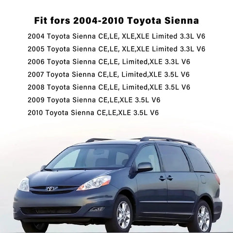 2004-2010 Toyota Sienna models compatible with Sienna Sliding Door Roller Hinge Pair For 2004 2010 Models Left Driver Side And Right Passenger Side Center Door Power Roller Assembly Replaces 6839008031 68380 08031 Restores Smooth Quiet Operation And Reliable Door Closure, featuring side view of a blue Sienna van