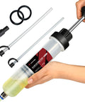 200cc Manual Fluid Extractor Pump For Automotive Oil Changes With Two PVC Suction Tubes reaching 40 cm and extension tubes