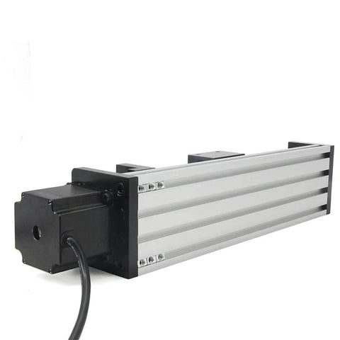 Side view of 1PCS 200mm Length Effective Travel Dual Optical Axis Guide Ballscrew SFU1605 with NEMA23 Stepper Motor linear actuator.