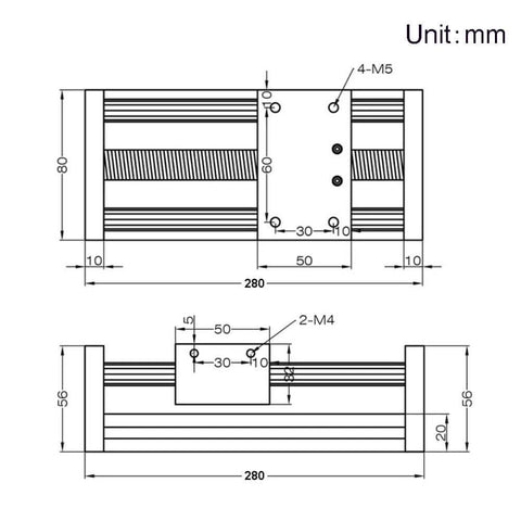 Technical diagram of a 200mm effective travel length double optical axis guide ballscrew sfu1605 hand crank for CNC parts.