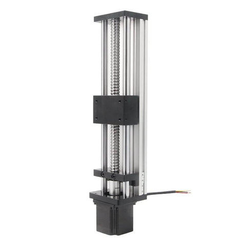 1PCS 200mm Length Effective Travel Dual Optical Axis Guide Ballscrew SFU1605 with NEMA23 Stepper Motor for DIY CNC Router, side view.