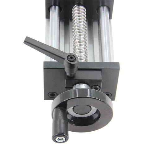 Front view of ✝️ 200mm effective travel length double optical axis guide ballscrew sfu1605 hand crank for diy cnc router parts