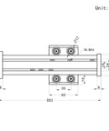 Diagram of 200mm Travel Length Linear Rail Guide Ballscrew SFU1605 with NEMA17 Stepper Motor dimensions and specifications.