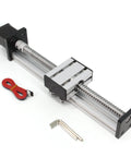 200mm Effective Stroke Length Linear Rail Guide Ballscrew SFU1605 with Nema 17 Stepper Motor, cable, and wrenches visible