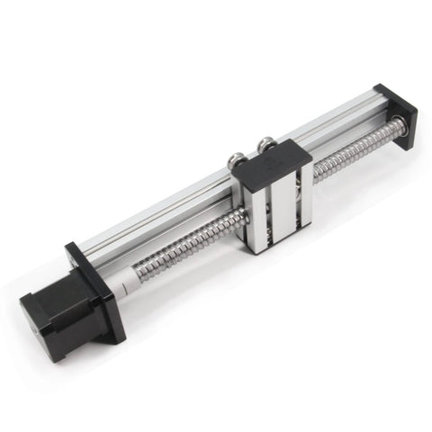 Front view of 200mm Effective Stroke Length Linear Rail Guide Ballscrew SFU1605 with Nema 17 Stepper Motor for CNC Router Machine Parts