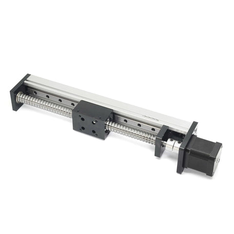 200mm Travel Linear Stage Actuator with SFU1605 Ball Screw and NEMA17 Stepper Motor, square rails, for CNC router, smooth motion