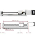 200mm Stroke CNC Linear Stage Motion Actuator with aluminum alloy cross sliding table, SFU1605 ballscrew, side view