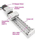 200mm Stroke CNC Linear Stage Motion Actuator with aluminum alloy cross sliding table, SFU1605 ballscrew drive, and 57 stepper motor