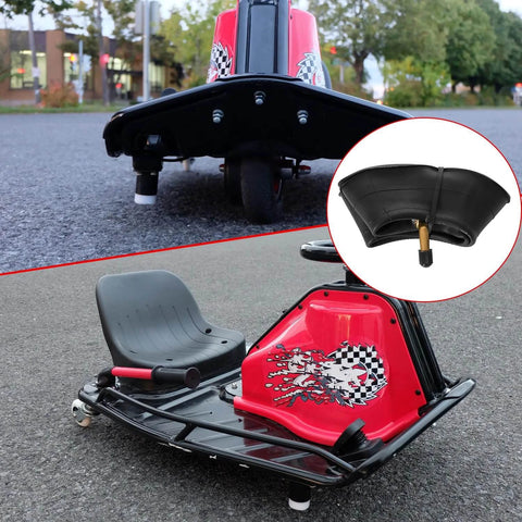 200X50 Inner Tube for Crazy Cart XL DLX Shift and electric scooter in urban setting with detailed view of tube valve