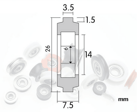 2020 Aluminum Extrusion Profile 6mm Bore 26mm POM Plastic Y Type Track sliding Wheel Bearing 6x26x7.5 mm - VXB Ball Bearings