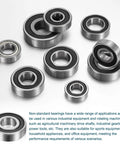 2 Pack 203510-2RS Ball Bearings Non Standard 20mm ID 35mm OD 10mm Thick Double Rubber Sealed Chrome Steel Heavy Duty Bearings For Industrial Machinery Uxcell displayed on a surface in multiple orientations.