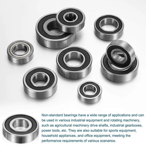 2 Pack 203510-2RS Ball Bearings Non Standard 20mm ID 35mm OD 10mm Thick Double Rubber Sealed Chrome Steel Heavy Duty Bearings For Industrial Machinery Uxcell displayed on a surface in multiple orientations.
