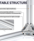 Four 600mm 2040 V-slot aluminum profiles with anodized finish, showing corner assembly and structure features for easy installation.