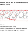 Technical drawing of the Two Pack 20 Series T Slot 2080 Aluminum Extrusion Profile 19.7 Inch 500mm European Standard Anodized Linear Rail