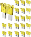 20 Amp Car Fuses Pack Of 20 Standard Blade Fuses For 12V And 24V Auto Systems ATO APR ATS Compatible 32V Rated Ideal For RVs Trucks And SUVs Easy Read Amp Rating On White Label Clear Housing For Fast Inspection And Easy Matching