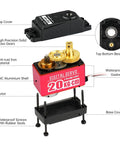 Exploded view of a 20KG RC Servo High Torque Servo Motors, showing full metal gears, waterproof design, and components for RC car robot DIY.