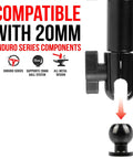 20mm Aluminum Ball with 1/4"-20 (6mm) Thru Hole, Enduro 20 Series, compatible with Enduro components, not for 1"/25mm ball systems