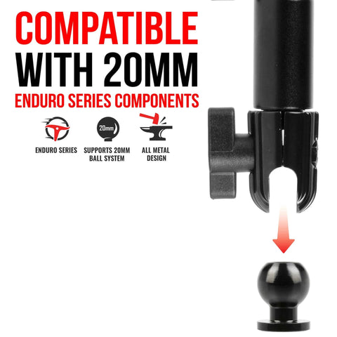 20mm Aluminum Ball with 1/4"-20 (6mm) Thru Hole, Enduro 20 Series, compatible with Enduro components, not for 1"/25mm ball systems