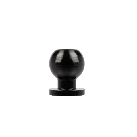 Front view of a 20mm Aluminum Ball with 1/4"-20 (6mm) Thru Hole, Enduro 20 Series, black finish, hardware not included.