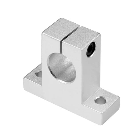20mm Shaft Support SK20 Linear Motion Guide Block Set for CNC Machines and 3D Printers, aluminum, front view.