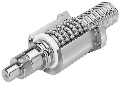 Close-up of a 20mm Anti Backlash Ballscrew SFU2005 RM2005 With 700mm Length And 5mm Lead Metal Nut for CNC machines.