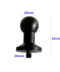 Universal Ball Head Mount Adapter For Action Cameras From 20mm 17mm 15mm And 13mm To One Quarter Inch Screw, side view with dimensions