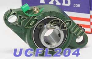 20mm Bearing UCFL204 + 2 Bolts Flanged Cast Housing Mounted Bearings ...