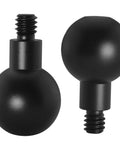 Two Pack 20mm Ball Head Mount With One Quarter Twenty Screw for Cameras, Aluminum Alloy Bracket, durable construction, side view.