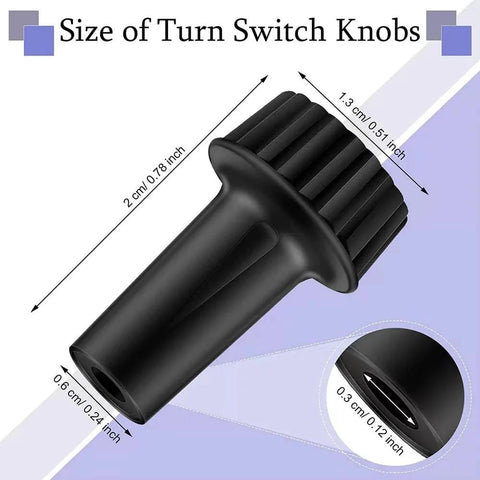 20mm Standard Size Lamp Turn On Off Switch Knobs Replacement Pack Of 8 For Floor And Table Lamps, black knob dimensions displayed