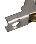 Close-up of metal component from 20mm Slotted Sliding Roller Wheel Set For Wardrobes Cabinets Bookcases And Doors With Copper Wheel And Metal Construction For Durable Smooth Sliding Of Furniture And Window Panels Set Of 20.
