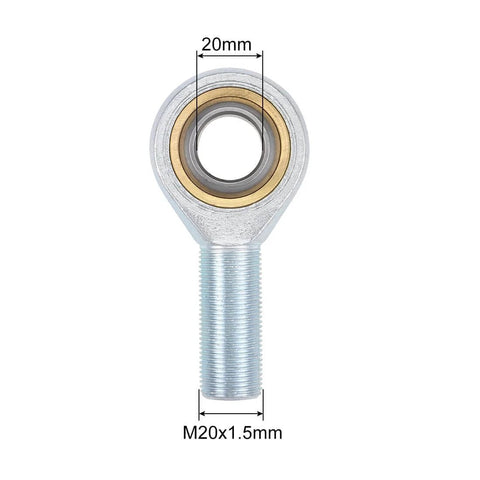 20mm Rod End Bearing M20x1.5mm Rod Ends Ball Joint Male Right Hand Thread, front view, 20mm bore, carbon steel, gold ring visible