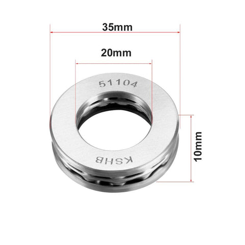 Beefy Thrust Ball Bearing 20mm Bore 35mm OD 10mm Thick Chrome Steel 52100 One-Way Rolling Direction 2-Pack High Load Uxcell 51104