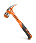 Heavy duty 20 oz straight claw hammer with magnetic nail holder, milled face, one-piece forged steel, shock absorbing grip