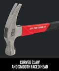 Fiberglass Hammer 20 Ounce With Overstrike Guard And Secure Comfort Grip For Construction And Remodeling Projects Ideal For Driving Nails Durable Head With Impact Absorbing Fiberglass Handle Reduces Vibration For Pro Contractors And DIY Enthusiasts
