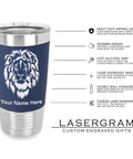 Twenty Oz Vacuum Insulated Tumbler Mug With Dope Boat Anchor Design In Navy Blue Silicone Grip And Personalized Engraving Included For Names Quotes And Special Messages