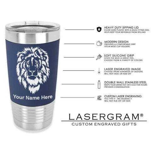 Twenty Oz Vacuum Insulated Tumbler Mug With Dope Boat Anchor Design In Navy Blue Silicone Grip And Personalized Engraving Included For Names Quotes And Special Messages