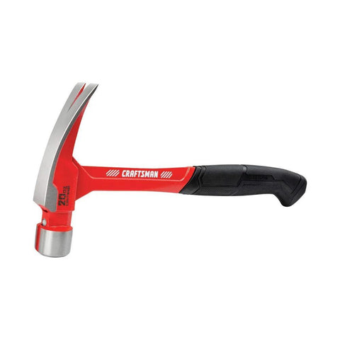 20 oz steel general purpose hammer with an ergonomic vibration-reducing grip, smooth face, and durable forged design