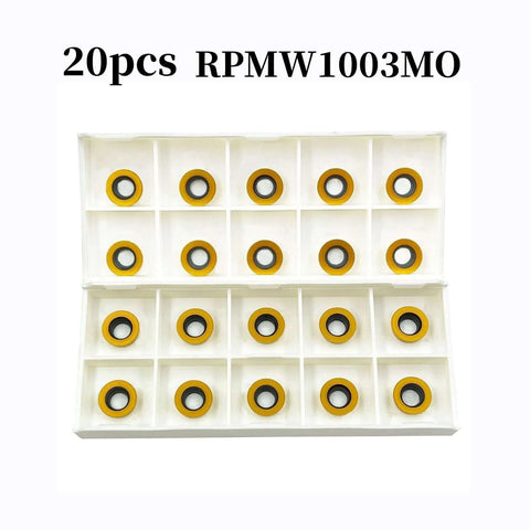 20 Pcs RPMW1003MO R5 Carbide Milling Inserts For SRDPN Indexable Milling Tools And Lathe Cutting Tools in packaging