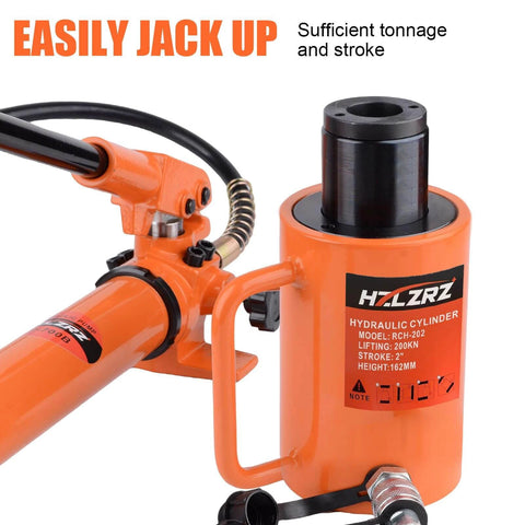 ✝️ 20T Hydraulic Cylinder Jack Hollow Single Acting Hydraulic Ram Cylinder, Hydraulic Lifting Cylinders 2"(50mm) and Porta Power Kit(RCH-202) close-up