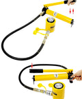 20T Mini Hydraulic Cylinder Jack Porta Power Ram 2" Stroke, CP-180 Manual Hydraulic Hand Pump, Single Acting, yellow equipment