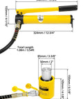 20T Mini Hydraulic Cylinder Jack Porta Power Ram 2" Stroke, CP-180 Manual Hydraulic Hand Pump, Yellow Lifting Tool