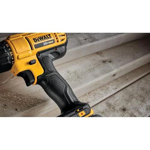Close-up of a 20V Max Cordless Drill Driver Set With Two Speed Transmission High Performance Motor Includes Two XR 1.3Ah LiIon Batteries