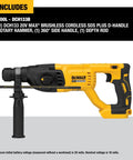 Efficient 20V Max SDS Plus 1 In Rotary Hammer with D-Handle, brushless motor, 2.6 Joules impact energy, side view