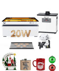 Vision 20W Laser Engraver Machine With AirGurad Pro Fume Extractor and accessories for engraving on metal, wood, and more