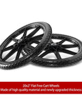 20 Inch Flat Free Cart Wheels 2 Pack Compatible with Rubbermaid Wheelbarrow Wheels, 20x2 Solid Tires, Black close-up view.