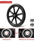 20 Inch Flat Free Cart Wheels 2 Pack Compatible with Rubbermaid Wheelbarrow Wheels, 20x2 Solid Tires with 3/4 Inch Bearing.