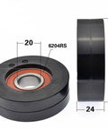 20x75x24mm Polyurethane Wheel Roller Bearing with Black Tire Sliding Guide - VXB Ball Bearings