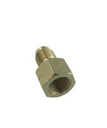 Brass oil burner fuel pressure test adapter with hex body and male threaded end